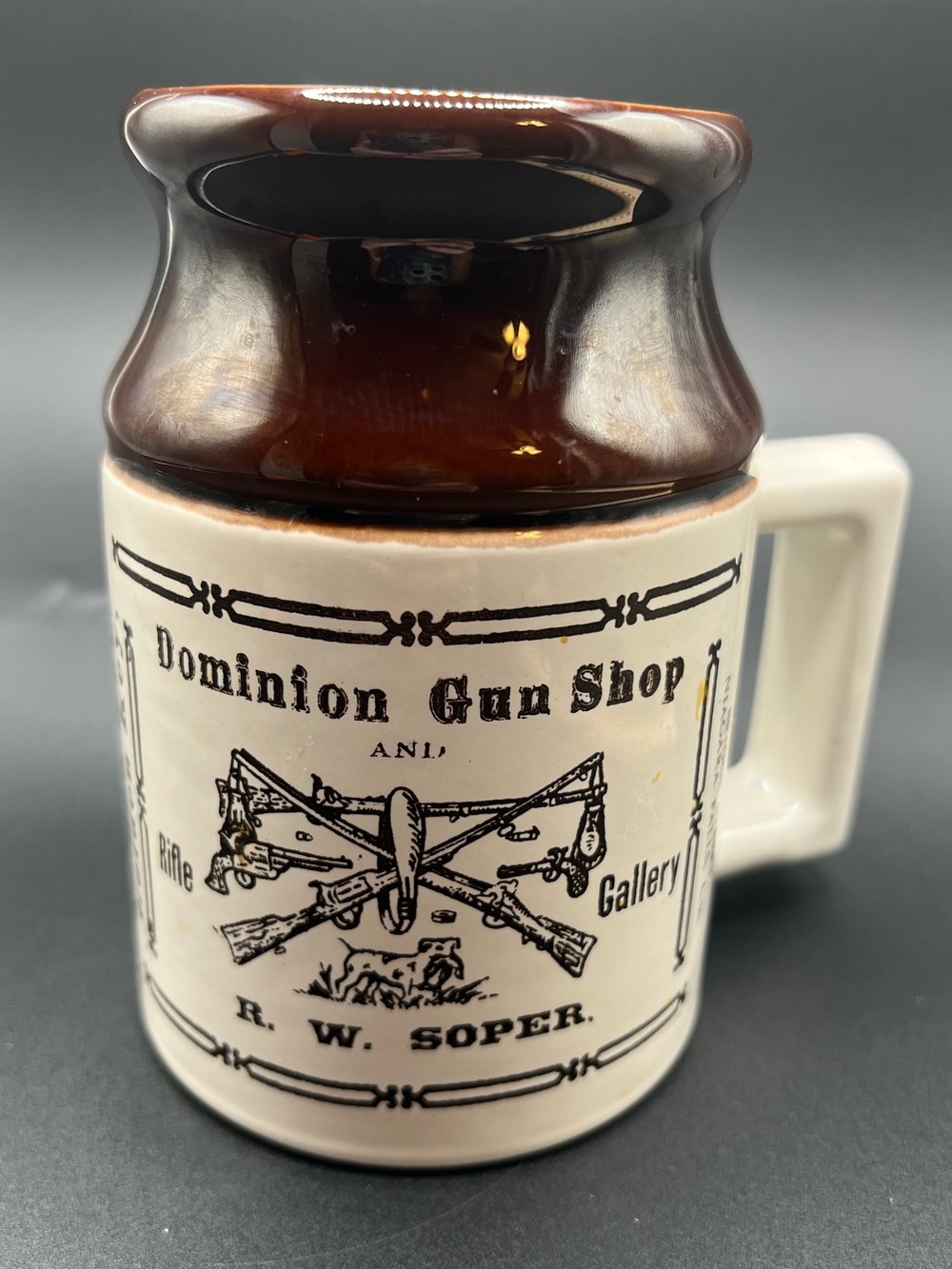 🇨🇦 Vintage Cameron Clay Products Canada Dominion Gun Shop Niagara Falls Mug